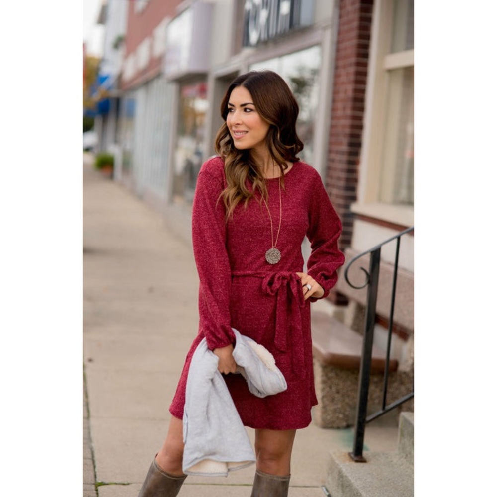 Betsey’s Boutique long sleeve tie front sweater dress